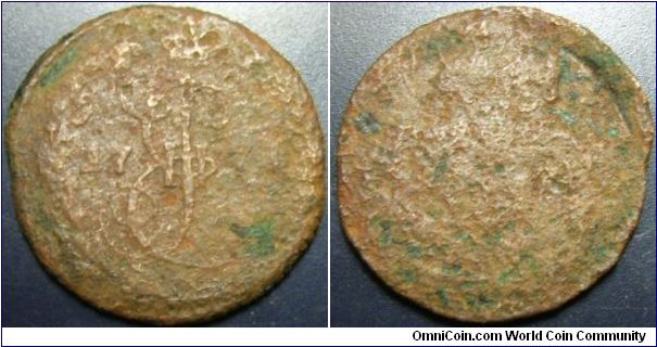 Russia 1771 EM denga.Corroded.