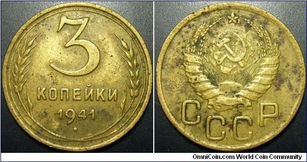 Russia 1941 3 kopeks.