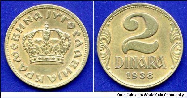 2 Dinars.
Kingdom of Ygoslavia.
King Petar II (1934-1945).


Br.