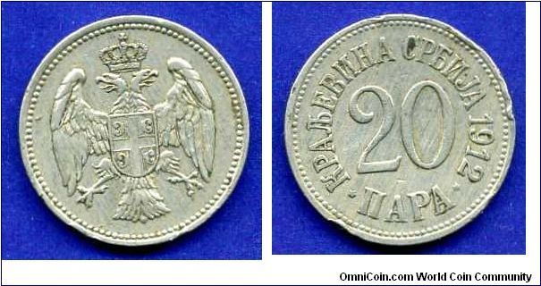 20 para.
Kingdom of Serbia.
King Petar I (1903-1918).

Cu-Ni.