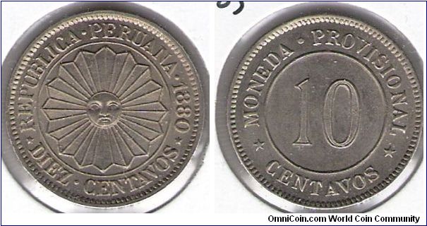 Provisional Money of Peru, 10 centavos