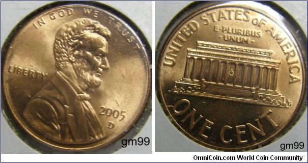 2005D LINCOLN CENT, MEMORIAL REVERSE