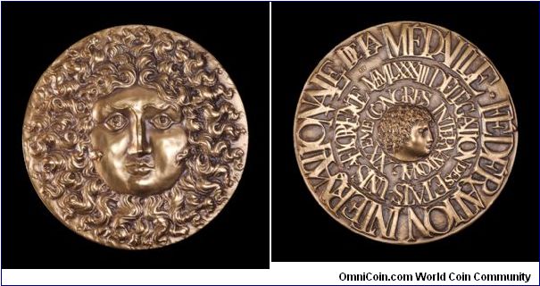 FIDEM delegates medal. Designed by John Cook. Louis XIV, the Sun King
