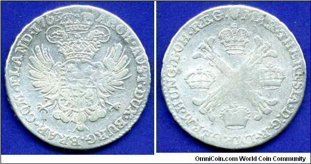 1/2 Kronenthaler.
Austrian Netherlands.
Maria Thersia (1745-1765) empress of Holy Roman empire.
Mintage 863,000 units.


Ag873f. 14,72gr.