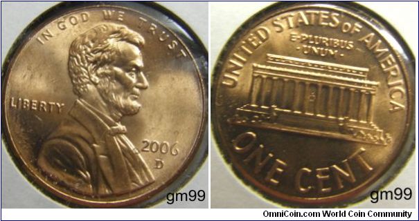 LINCOLN CENT, MEMORIAL REVERSE,2006D