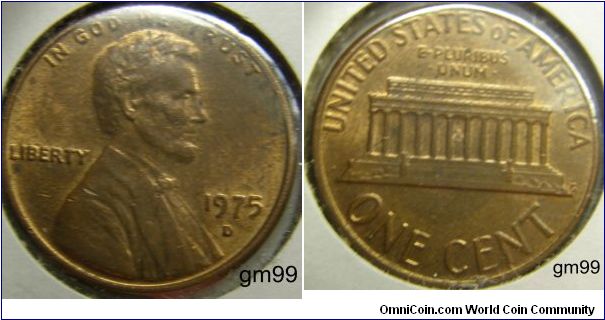 LINCOLN CENT, MEMORIAL REVERSE,1975D