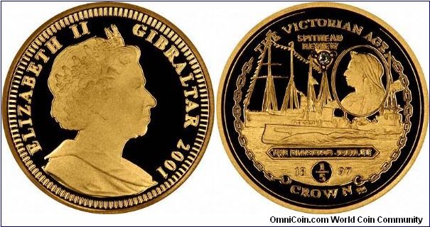 Queen Victoria's Diamond Jubilee in 1897 is commemorated on this one fifth ounce gold proof crown, set with a diamond. Part of a 4 coin Victorian Era set.