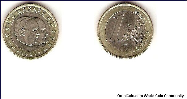 1 euro
prince Rainier III and crown-prince Albert