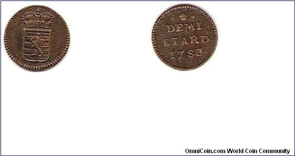 1/2 liard
w/ Brussels Mint mark (angel head)