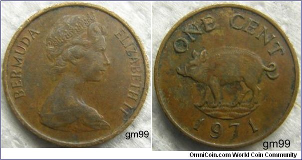 Queen 
Elizabeth II,
km15 1 Cent (1970-1985)