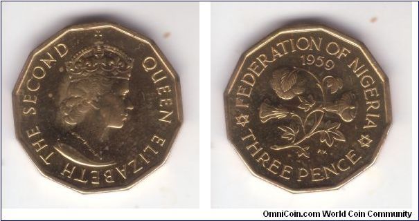 KM-3, 1959 Nigeria proof 3 pence