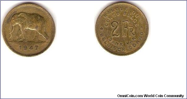 Belgian Congo
2 francs