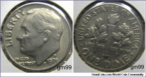 1971D,Mintmark: D (for Denver, CO) above the date. 
Franklin Delano Roosevelt DIME