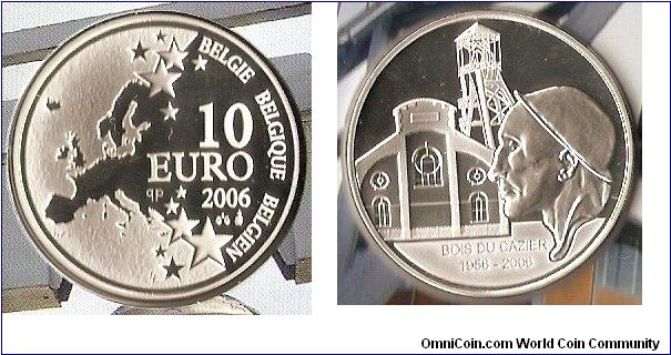 10 euro
proof
50th anniversary of the mine disaster in Bois du Cazier mine
