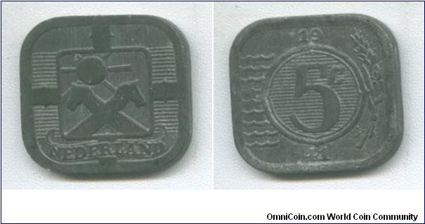 5 Cents, Zinc, Nazi Occupation of the Netherlands