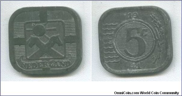 5 Cents, Zinc, Nazi Occupation of the Netherlands