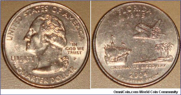 USA, quarter dollar, 2004 Statehood Quarters - Florida P