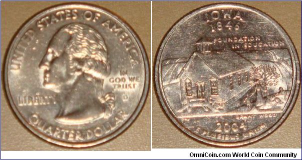 USA, quarter dollar, 2004 Statehood Quarters - Iowa D