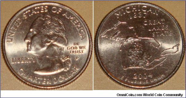 USA, quarter dollar, 2004 Statehood Quarters - Michigan P