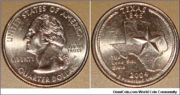USA, quarter dollar, 2004 Statehood Quarters - Texas P