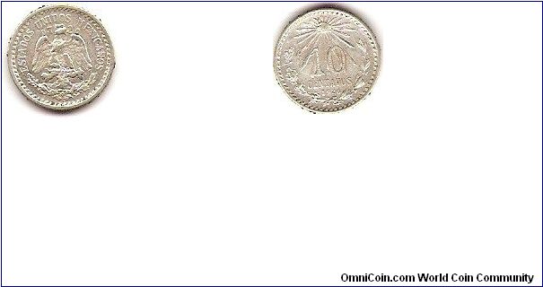 10 centavos
reduced size
0.720 silver
