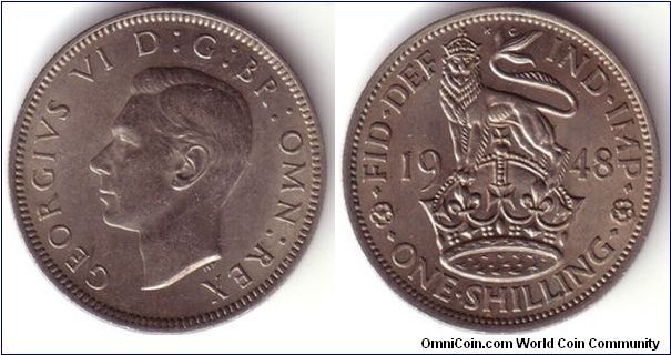 1 Shilling, George VI, 'England Reverse'