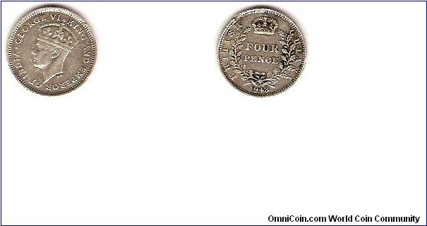 British Guiana
4 pence (groat)
George VI