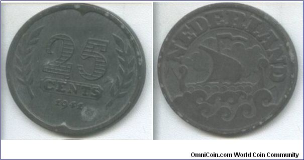 25 Cents, Zinc, Nazi Occupation of the Netherlands