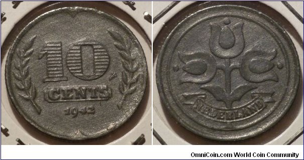 10 Cents, Zinc, Nazi Occupation of the Netherlands 