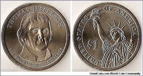 1$ Dollar, Presidential, Jefferson