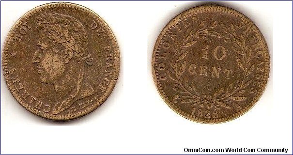 French Colonies
10 centimes
Charles X