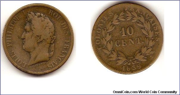 French Colonies
10 centimes
Louis Philippe