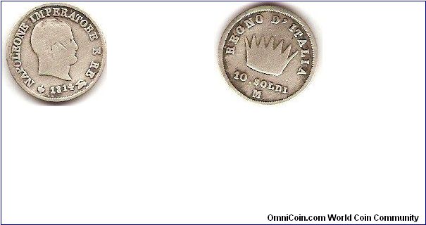 Kingdom of Italy
10 soldi
Napoleon Bonaparte
emperor and king