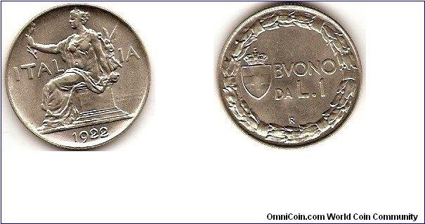 Kingdom of Italy
1 lira
Victor Emanuel III