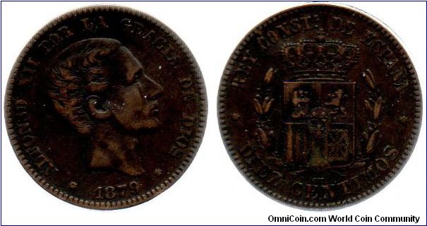1879 Spain 10 centimos