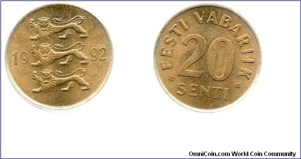 1992 Estonia 20 senti