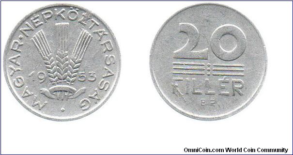 1953 Hungary 20 filler