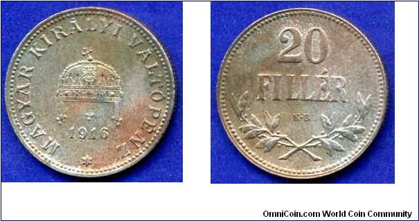 20 filler.
Austro-Hungary empire.
'KB' mint.




Cu-Ni.