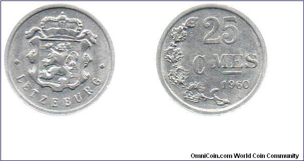 1960 Luxembourg 25 centimes