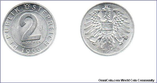 1966 Austria 2 groschen