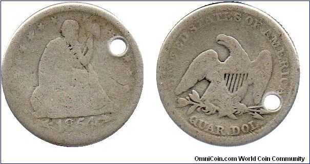 1854 USA Seated Liberty 1/4 Dollar