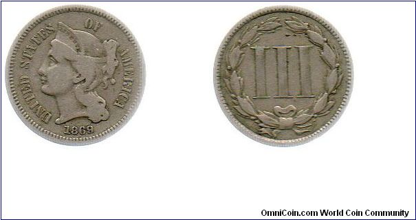 1869 USA 3 cents