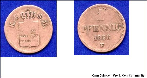 1 pfennig.
Saxony.
(F) mintmark.

Cu.