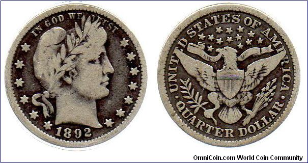 1892 Barber quarter