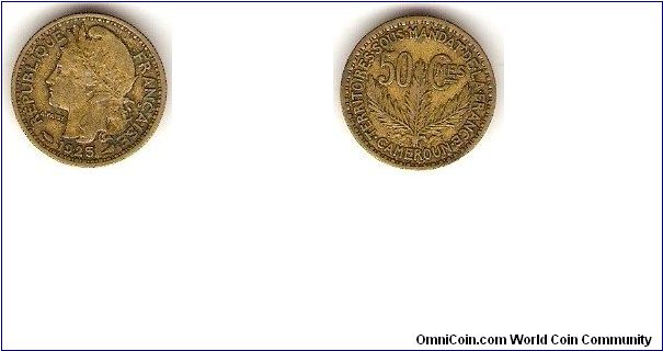 Cameroon under French mandate
50 centimes
