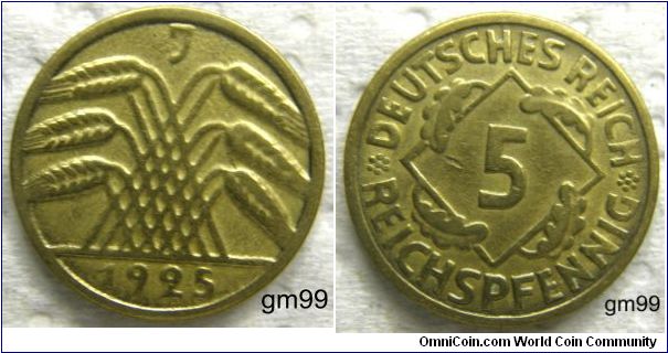 Weimar Republic,  5 Reichspfennig