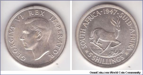 KM-31, South Africa 1947 5 shillings (crown);