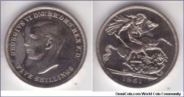 KM-880, Great Britain 1951 5 shillings (crown) in proof; not a perfect one but nice starter.
