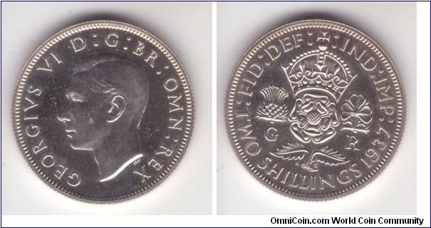 KM-855, Great Britain 1937 2 shillings (florin) in proof; nice coin