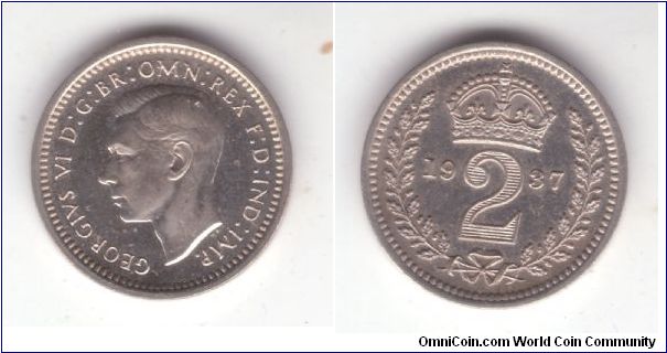 KM-847, Great Britain 1937 maundy 2 pence proof